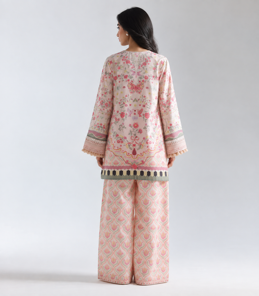 PINK GARDENIA PRINTED 2-PIECE SUIT