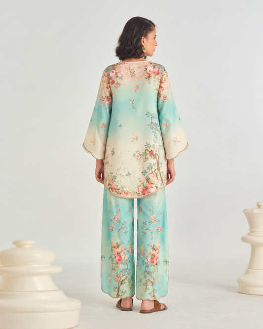 MINT PETALS PRINTED 2-PIECE SUIT