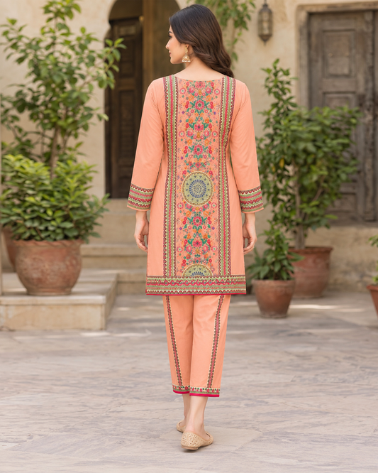 PEACH MEHRAAB PRINTED 2-PIECE SUIT