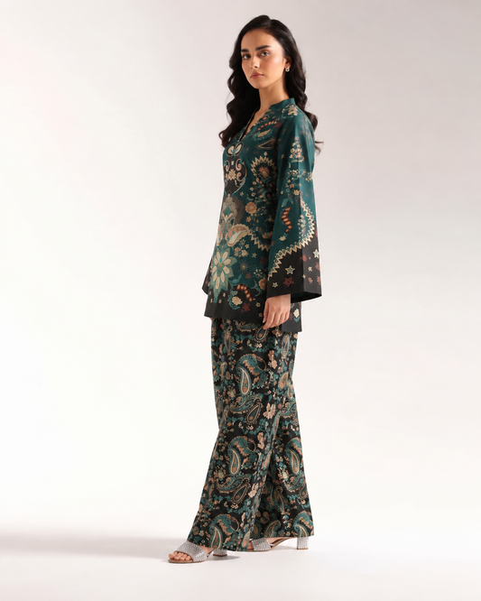 TEAL NOIR 2 PRINTED 2-PIECE SUIT