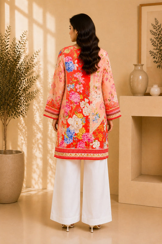 Bana Dora Lawn – Red & Pink