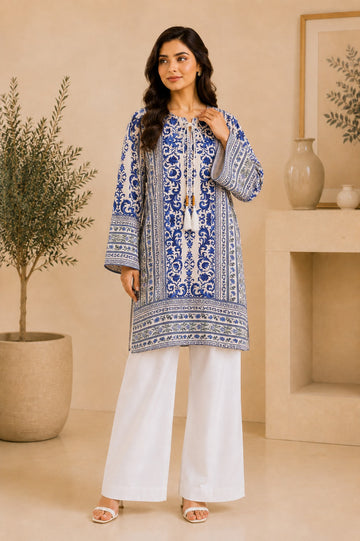 Bana Dora Lawn – Royal Blue White