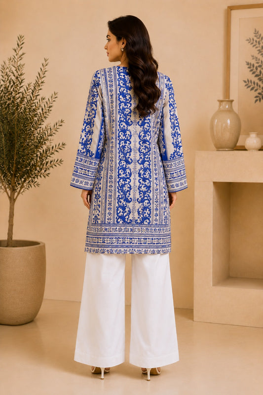 Bana Dora Lawn – Royal Blue White