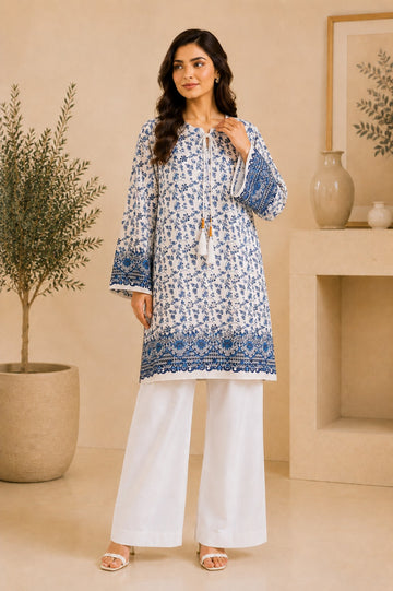 Bana Dora Lawn – Royal Blue White