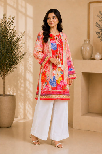 Bana Dora Lawn – Red & Pink