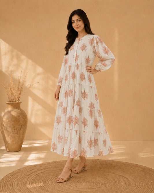 Printed Cotton – Ivory & Sand Beige