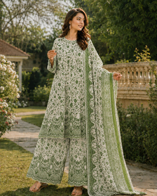 Bana Dora 3 Piece Frock – Olive Green