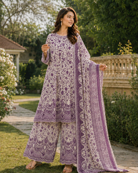 Bana Dora 3 Piece Frock – Lavender Purple