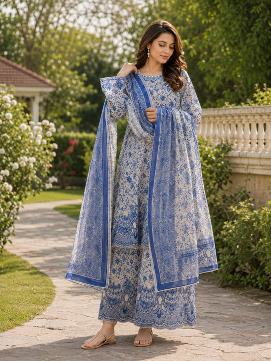 Bana Dora 3 Piece Frock – Royal Blue
