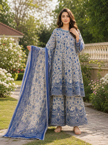 Bana Dora 3 Piece Frock – Royal Blue