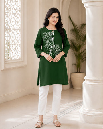 EMBROIDERED TOP – EMERALD GREEN