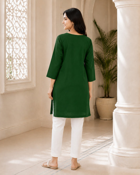 EMBROIDERED TOP – EMERALD GREEN