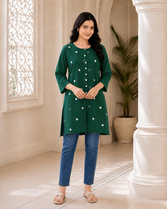 EMBROIDERED TOP - EMERALD HEART