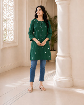 EMBROIDERED TOP - EMERALD HEART