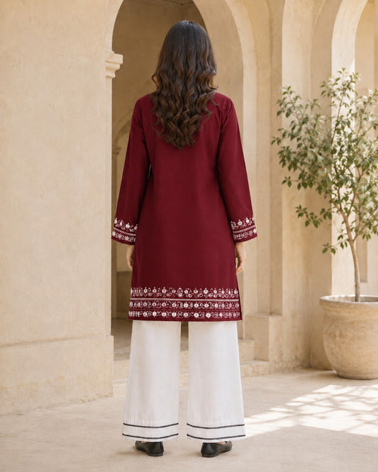 ROYAL MAROON EMB CO-ORD SET