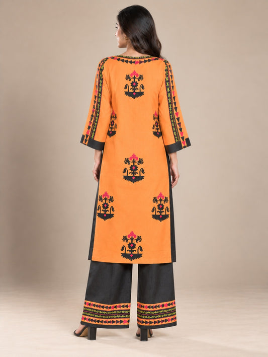 Rust Orange Bana Dora Kaftan Co-ord Set