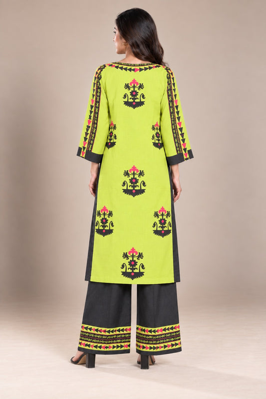 Lime Motif Bana Dora Kaftan Co-ord Set