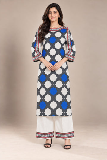 Cobalt Geo Bana Dora Kaftan Co-ord Set