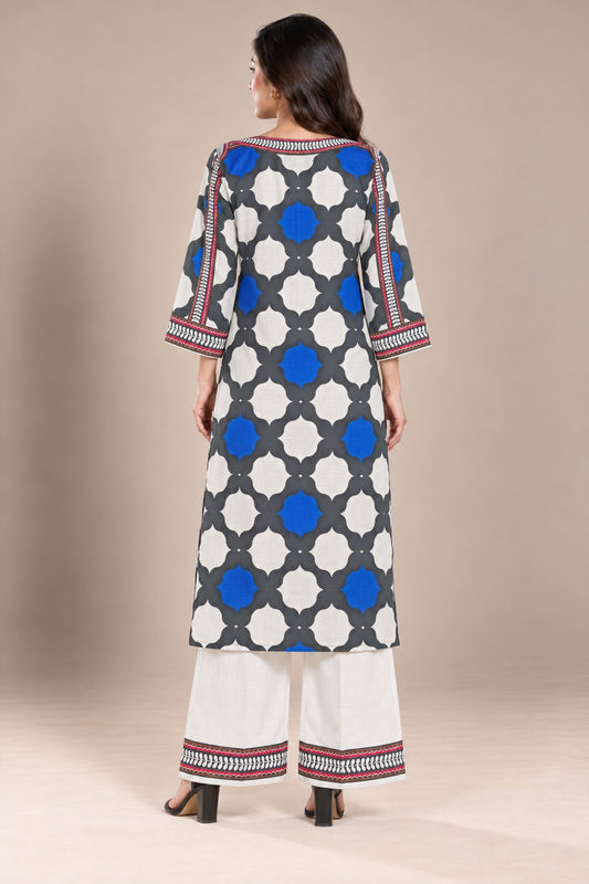 Cobalt Geo Bana Dora Kaftan Co-ord Set