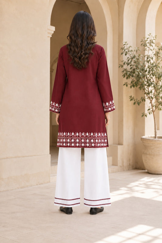 Red Embroidered Co-ord Set