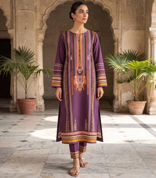 ROYAL PLUM PRINTED 2 & 3 - PIECE SUIT