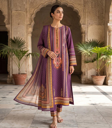 ROYAL PLUM PRINTED 2 & 3 - PIECE SUIT