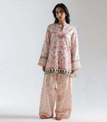 PINK GARDENIA PRINTED 2-PIECE SUIT