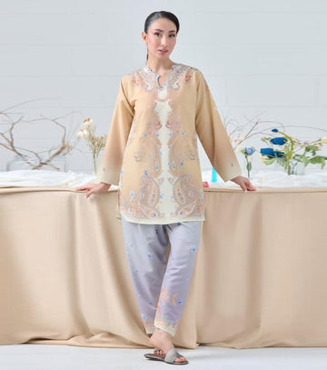 PASTEL SAND PRINTED 2-PIECE SUIT