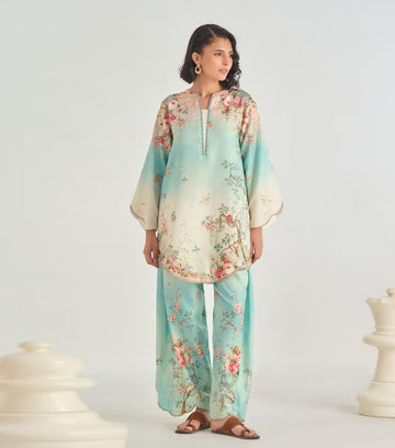 MINT PETALS PRINTED 2-PIECE SUIT