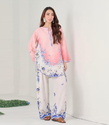 PEACH BLOOM PRINTED 2-PIECE SUIT