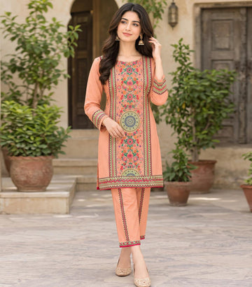 PEACH MEHRAAB PRINTED 2-PIECE SUIT