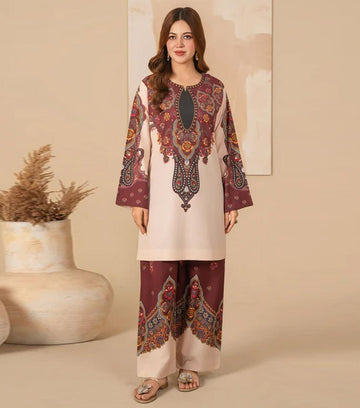 MAROON HERITAGE PRINTED  2-PIECE SUIT